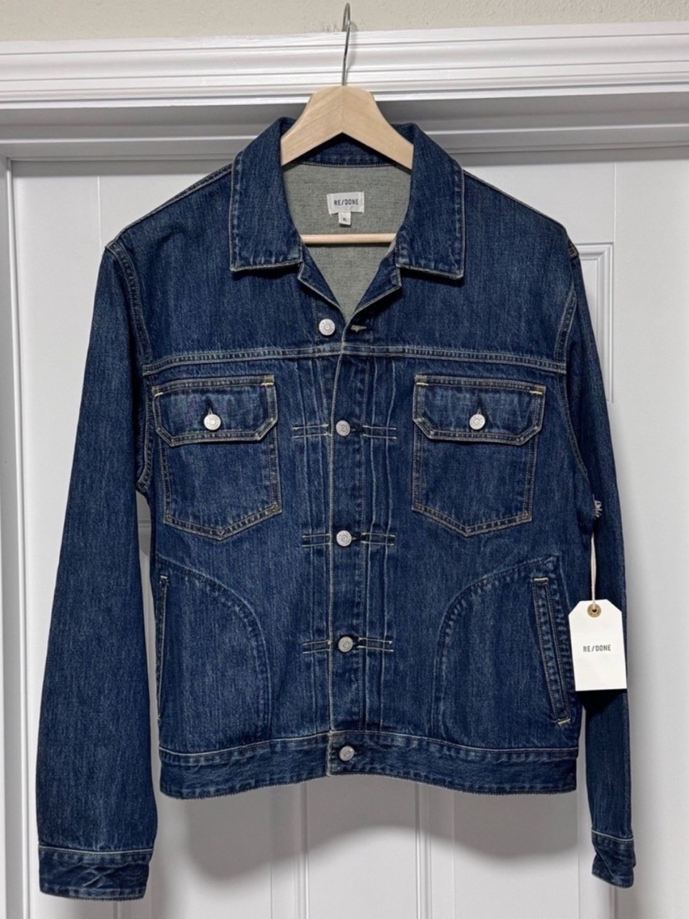 NWT RE/DONE 1 Year Wear Vintage Blue Classic Denim Jacket Mens XL $450 - Picture 8 of 16